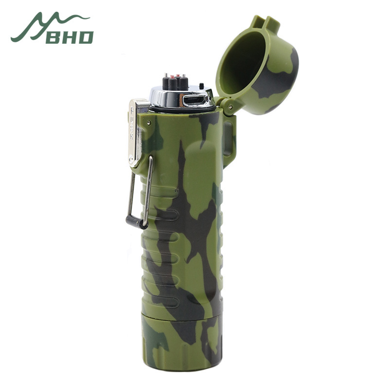 Custom Windproof Electric Cigarette Lighter Camouflage Plasma Arc Lighter With Outdoor Lighting