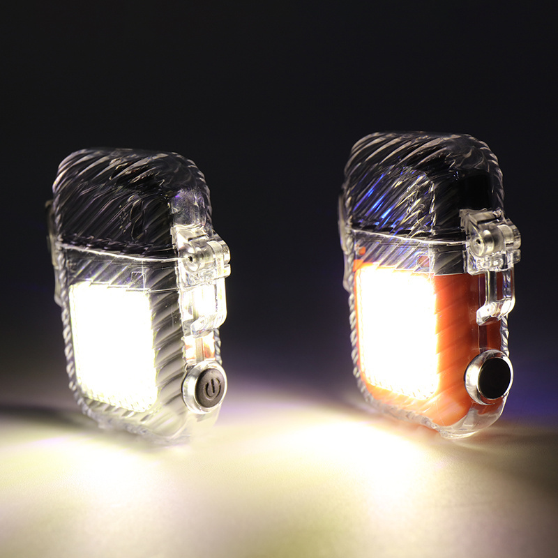 Transparent waterproof lighter, high-end Type-c rechargeable bright flashlight with display gift keychain light