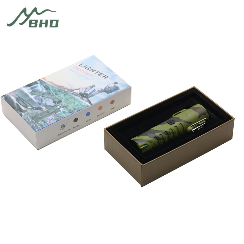 Custom Windproof Electric Cigarette Lighter Camouflage Plasma Arc Lighter With Outdoor Lighting