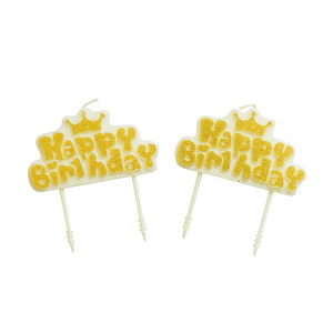 New Design Glitter  Crown Happy Birthday Letters Cake Candles For Birthday Party