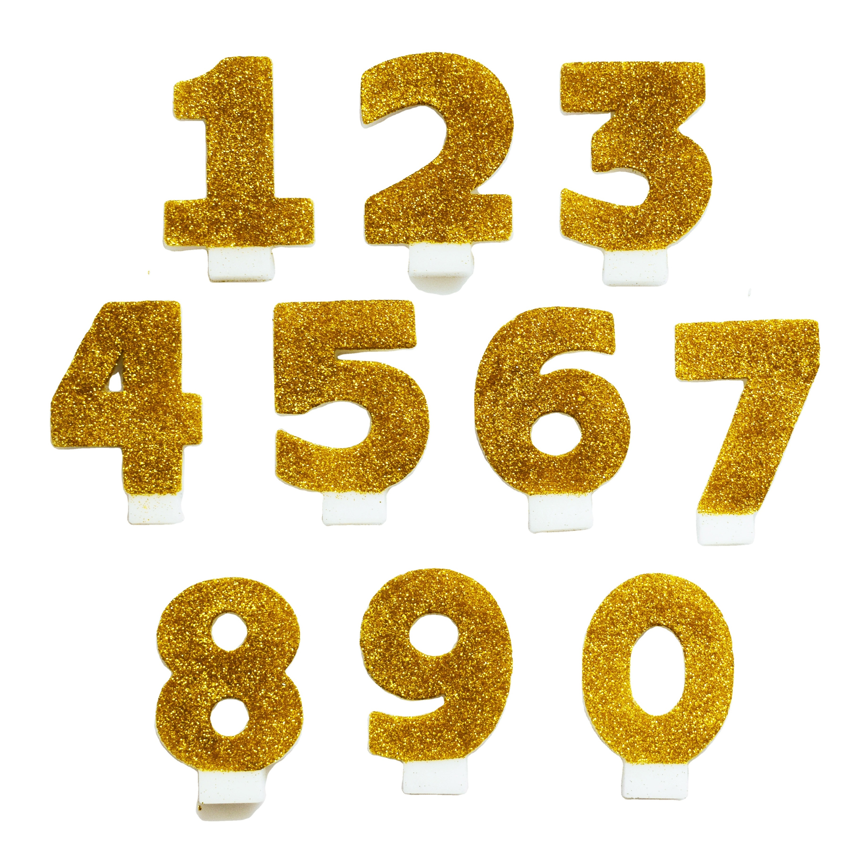 Giant Number Candle Silver Gold Glitter Cake Birthday Decoration