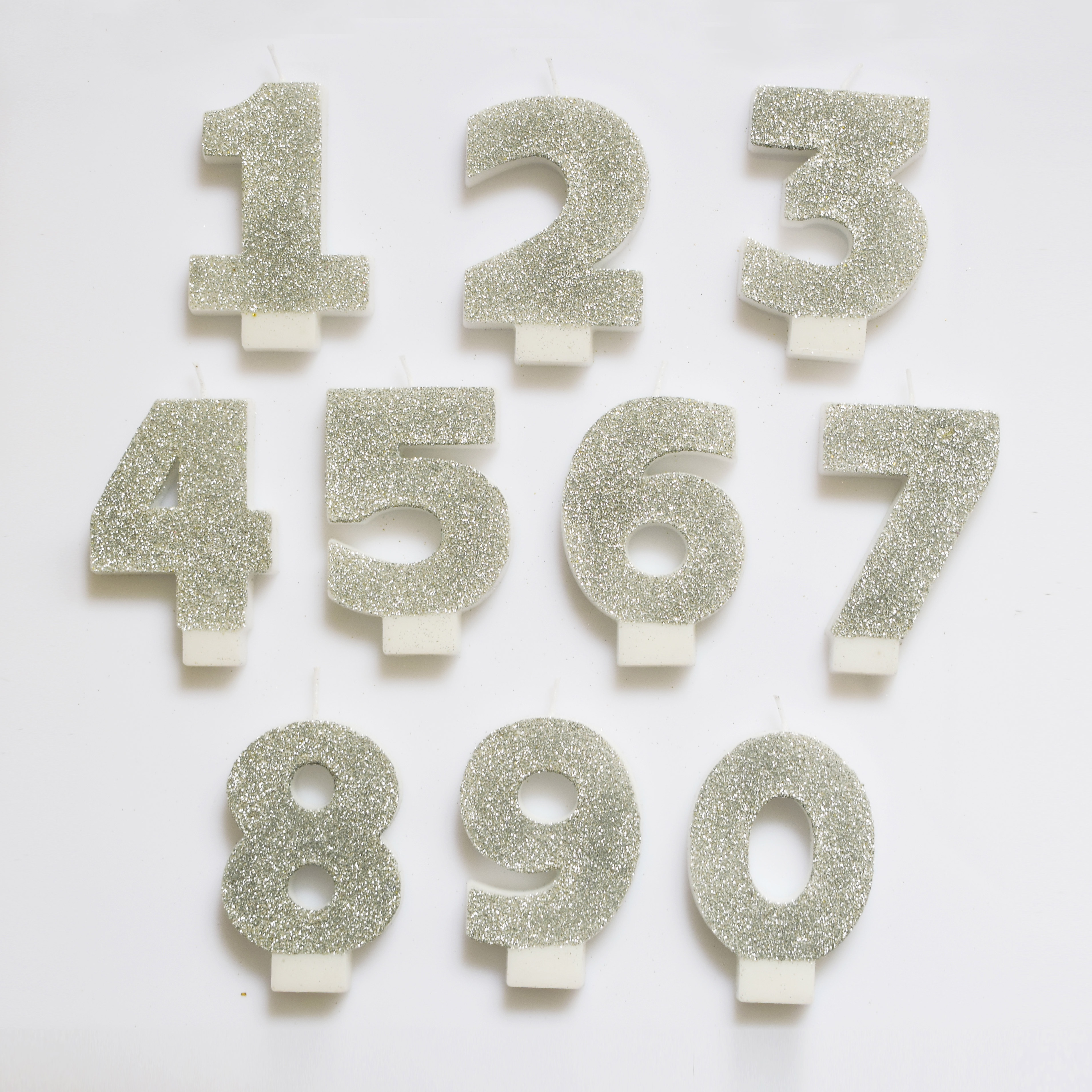 Giant Number Candle Silver Gold Glitter Cake Birthday Decoration