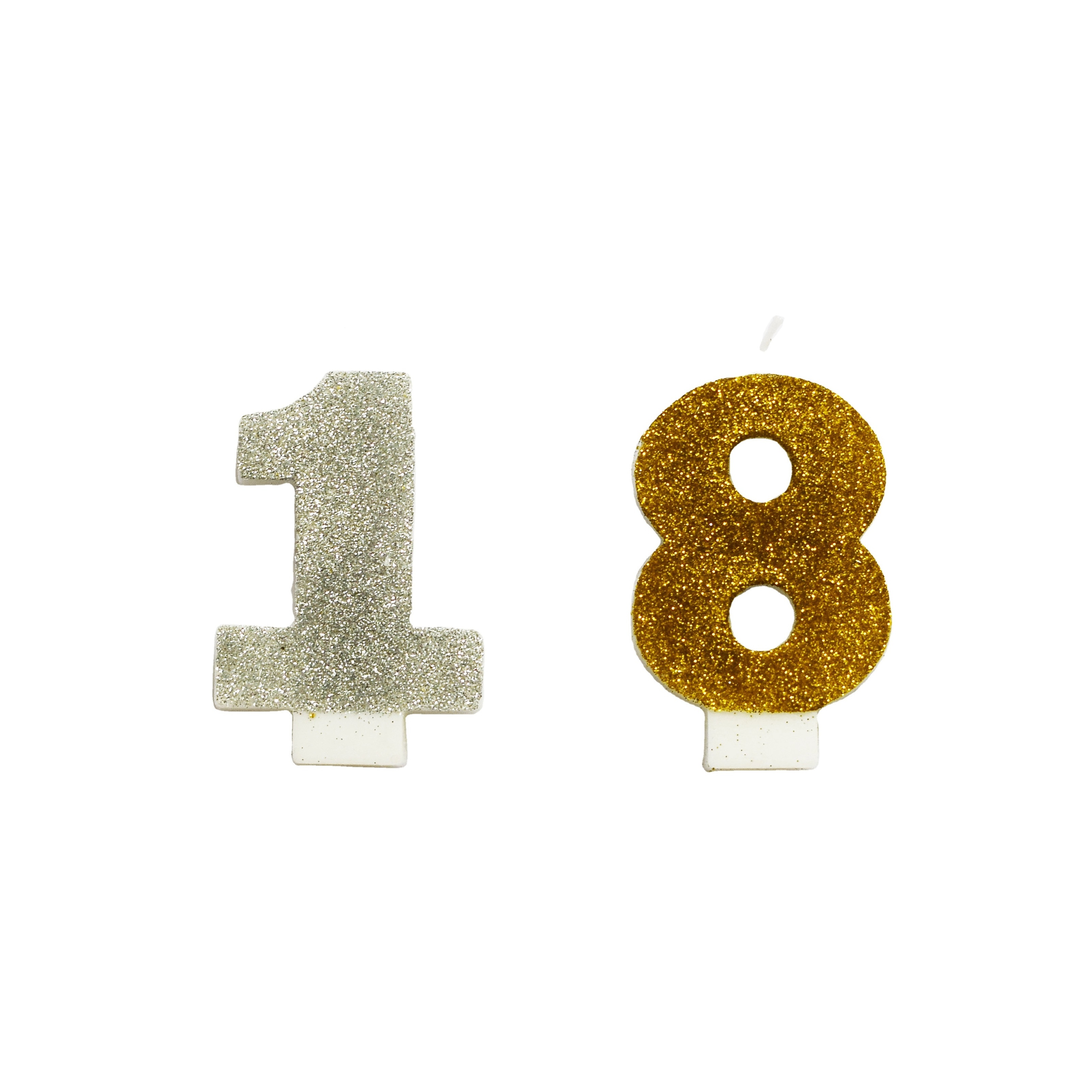 Giant Number Candle Silver Gold Glitter Cake Birthday Decoration