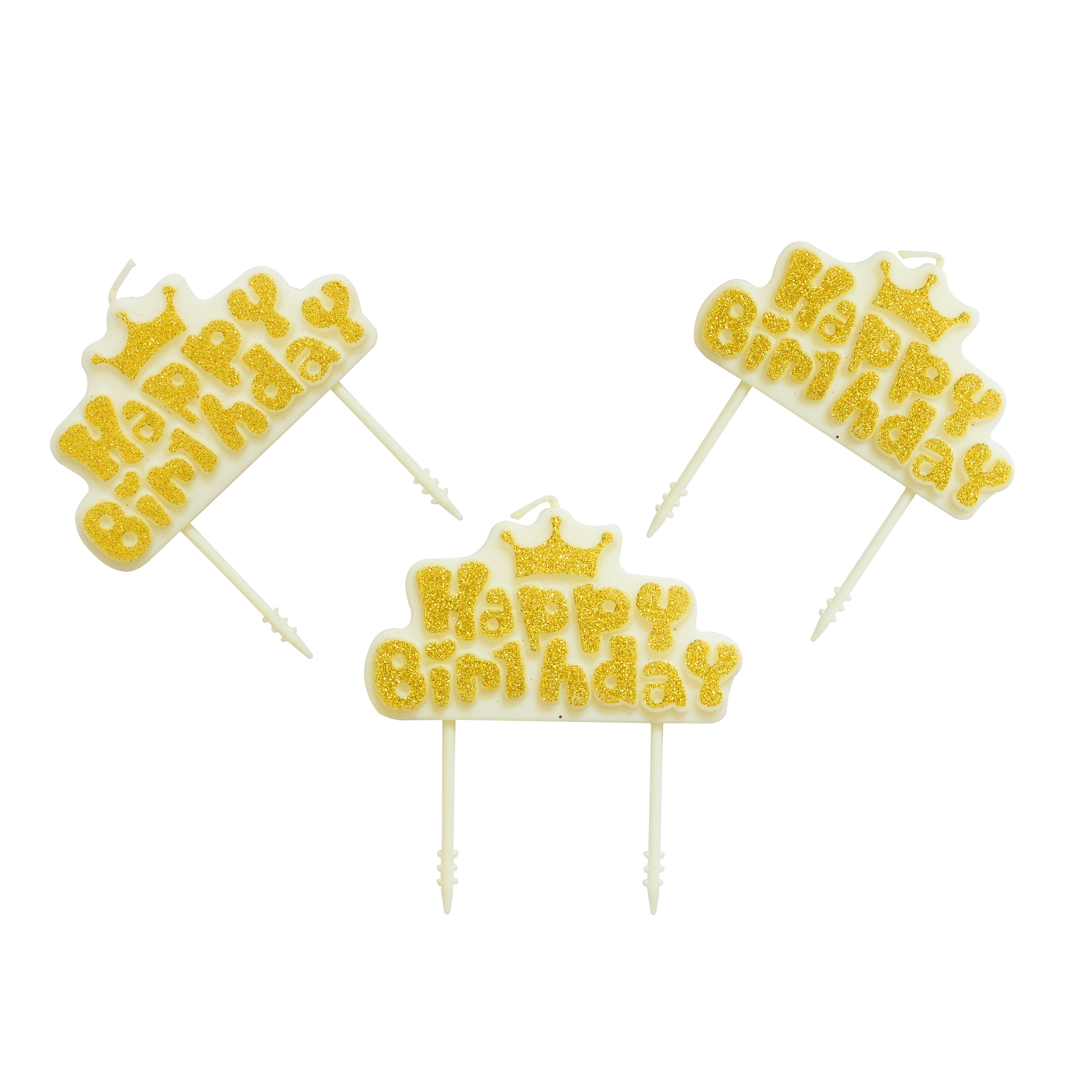 New Design Glitter  Crown Happy Birthday Letters Cake Candles For Birthday Party