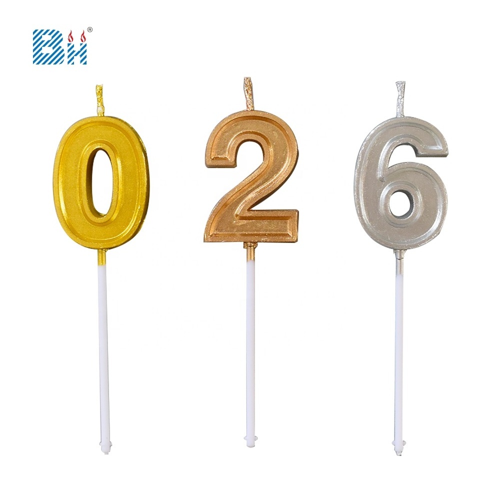 Mini Gold Number Candles birthday Candle Golden for Party Decoration