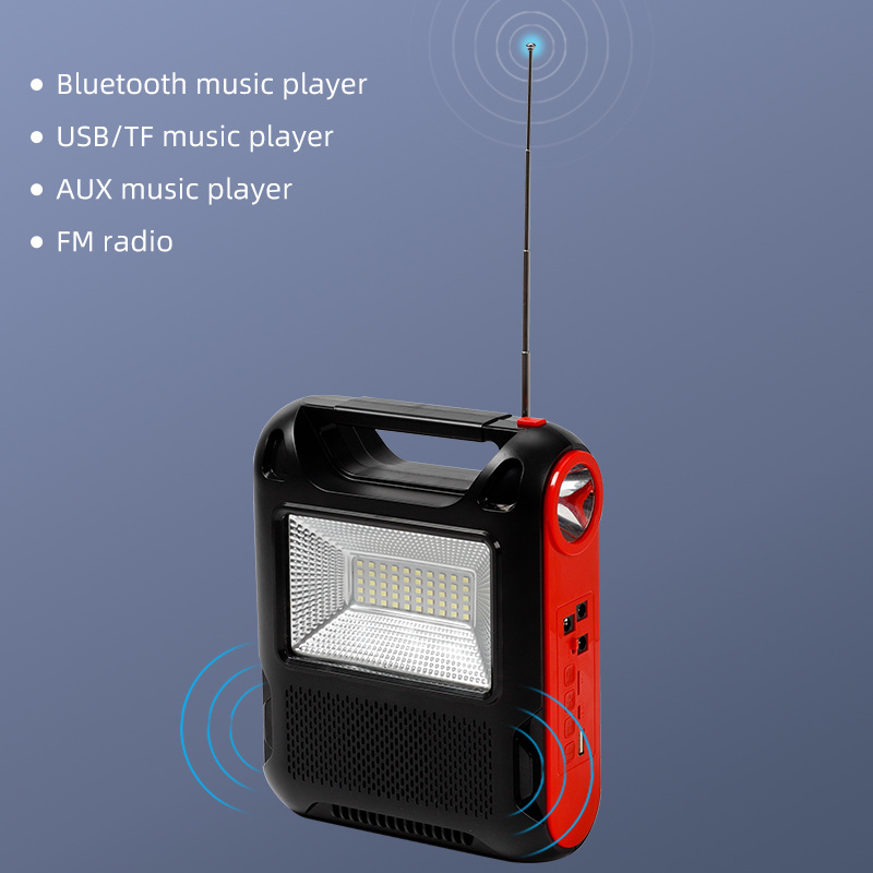 Solar Charging LED Torch FM Radio Outdoor Camping Light solar rechargeable emergency light