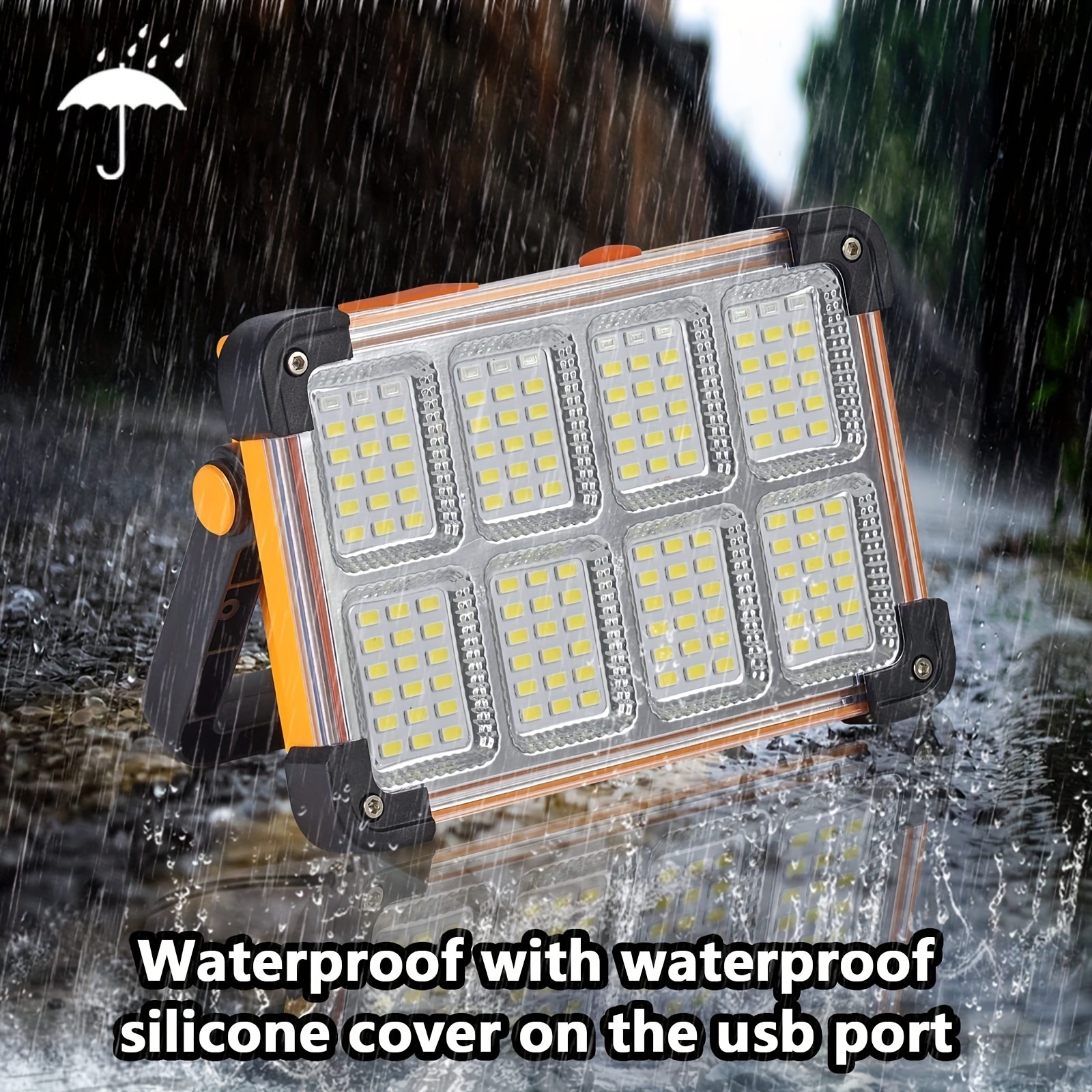 Solar 50w 36000mah Battery Usb Rechargeable Waterproof Led Flood Outdoor Emergency Light