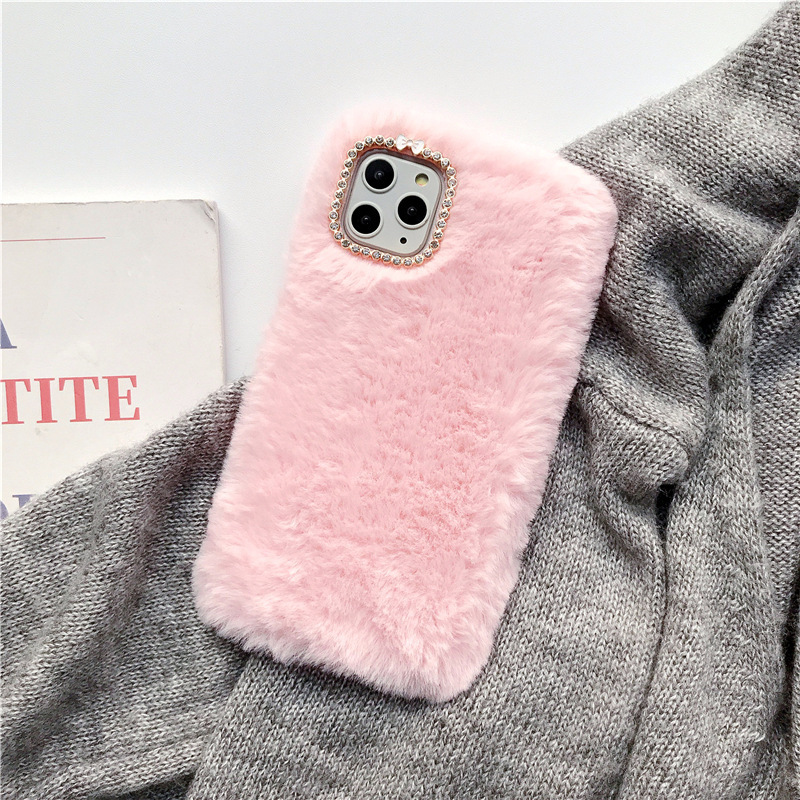 woman lovely winter furry soft touch warm color phone case for iphone 12 13 pro max,for iphone 13 phone case fur