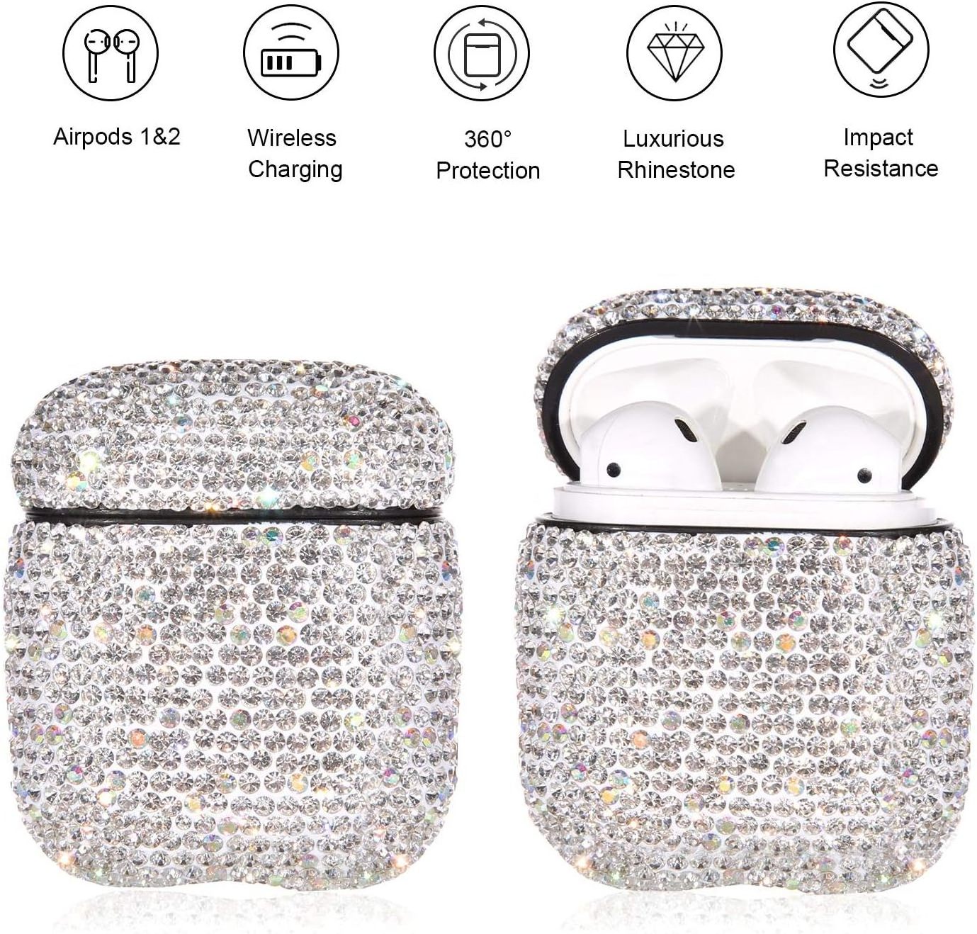 Dropshopping Shockproof Protective Premium Bling Rhinestone Cover Skin Compatible with AirPods Charging Case 1/2 3 pro pro2