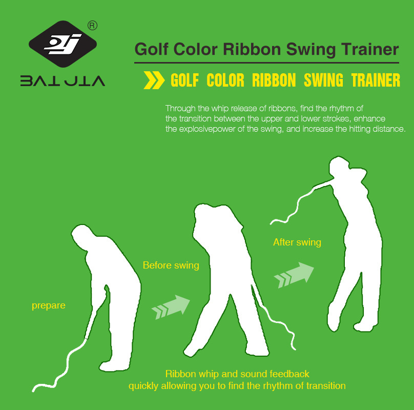 Factory Manufacturing Golf Color Ribbon Swing Trainer Portable Full Swing Practice Golf Swing Speed Stick