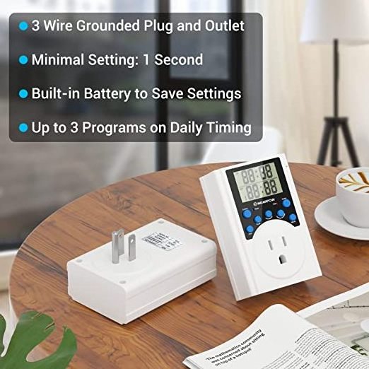 Timer Outlet, Multifunctional Infinite Cycle Programmable Plug-in Digital Timer Switch Outlet for Appliance