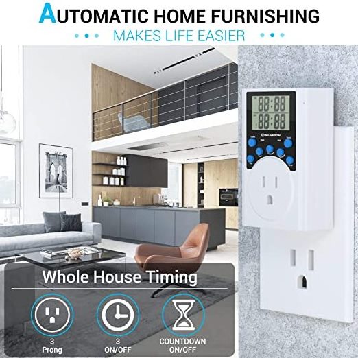 Timer Outlet, Multifunctional Infinite Cycle Programmable Plug-in Digital Timer Switch Outlet for Appliance