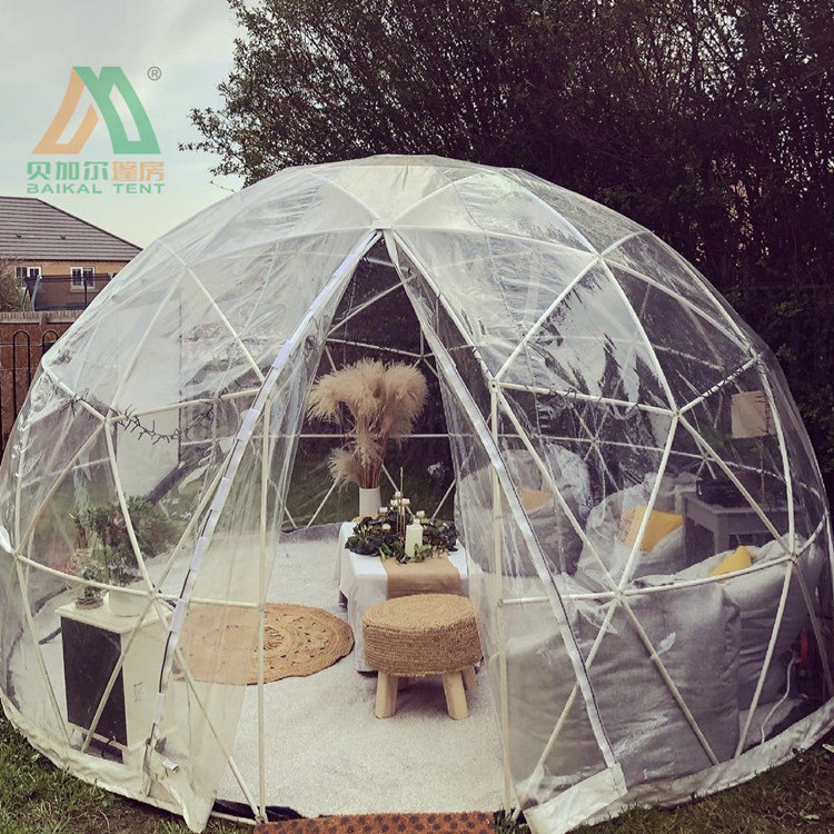 3.6m glass transparent outdoor garden geodesic igloo dome tent