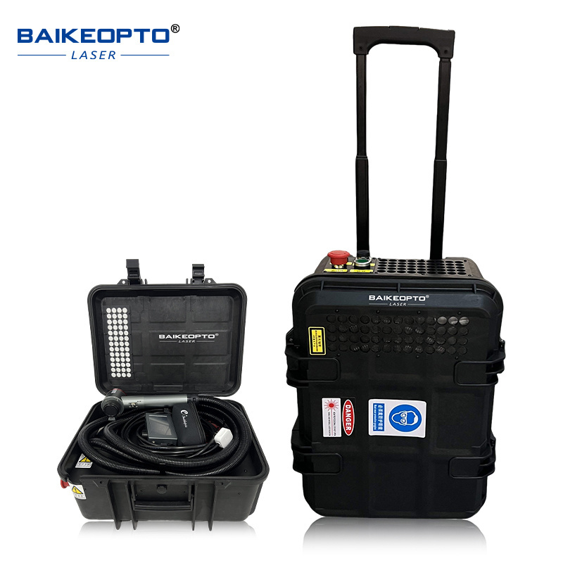 Baikeopto laser cleaner 200W pulse Laser Cleaning Machine backpack type remove rust paint grease dirt