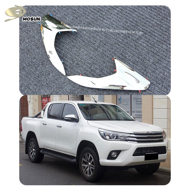 MOSUN Factory Chrome Style Head Light Cover Headlight Decoration Lamp Hoods Light Surrounds for Hilux Revo 2015+