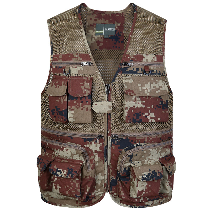 Custom Men's multi pockets Cargo waistcoat vests for climbing shooting photography Hooking fisherman Journalist Vest