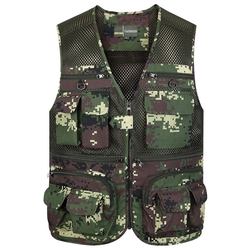 Custom Men's multi pockets Cargo waistcoat vests for climbing shooting photography Hooking fisherman Journalist Vest