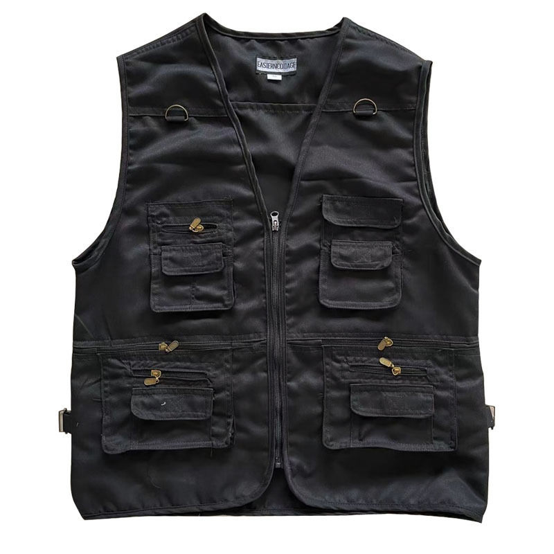 latest fashion sleeveless waistcoat jacket black streetwear multi pockets outdoor mens gilet utility vest