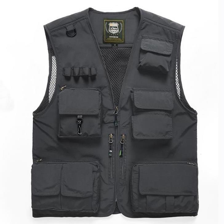 Multi-pocket Quick-drying Man Work Cargo Photographer Black Mesh Utility Windproof Outdoor Fishing Men's Vest