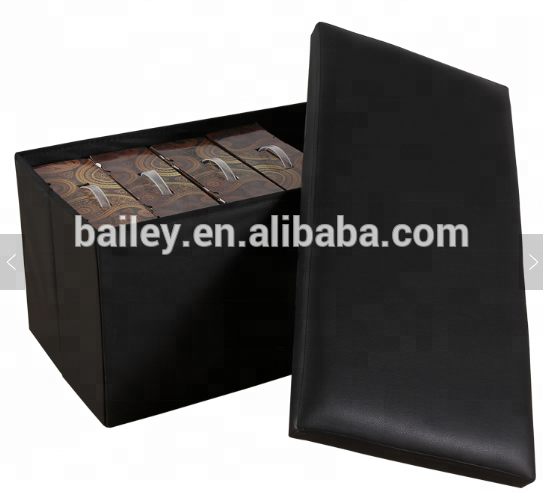 Box Faux Leather Storage Ottoman Bench with Lid