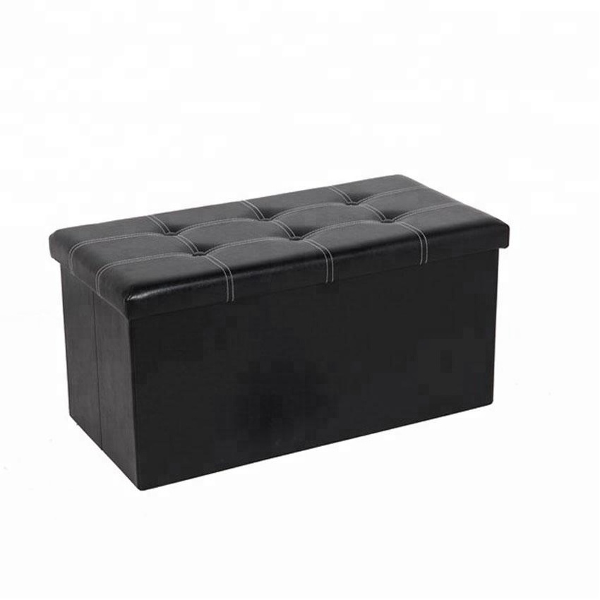 Box Faux Leather Storage Ottoman Bench with Lid