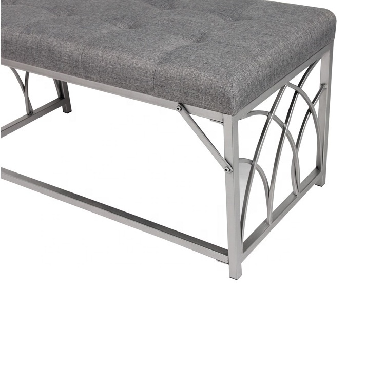 Bailey Grey Linen Fabric Bed End Stool Ottoman Bench Seats