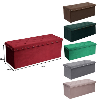 Bailey Modern Ottoman Wholesale Custom Velvet Ottoman Fabric Folding Storage Box Stool Bench For Bedroom