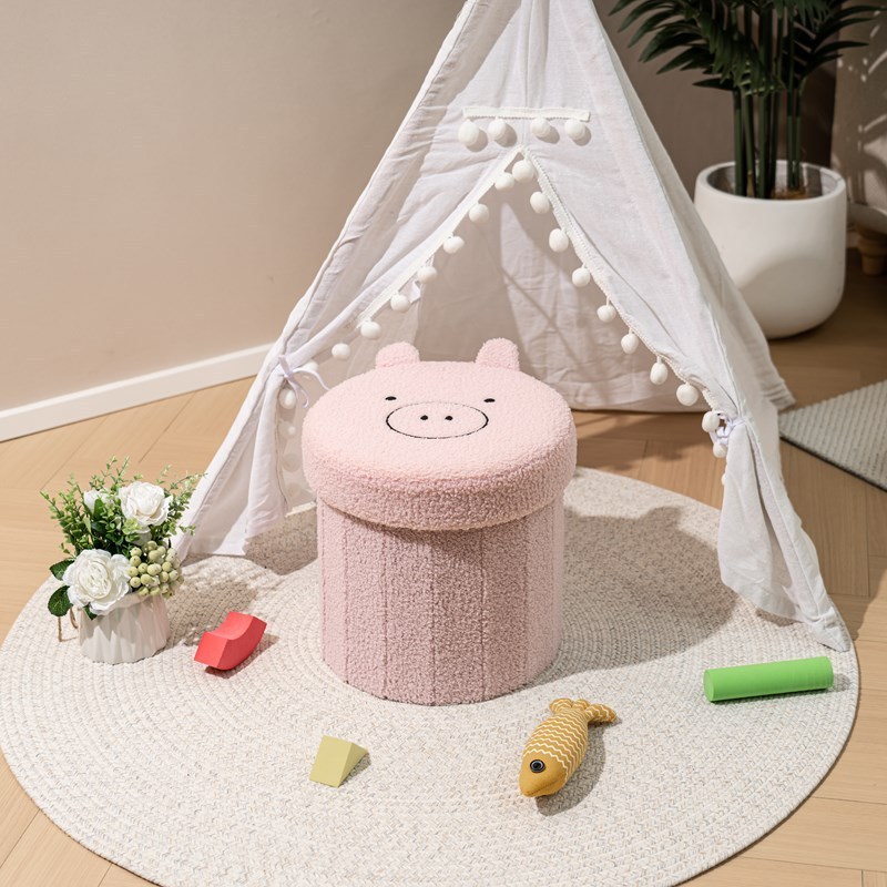 Bailey custom children cartoon shape ottoman comfortable and soft imitation fur folding storage footstool dormitory living room