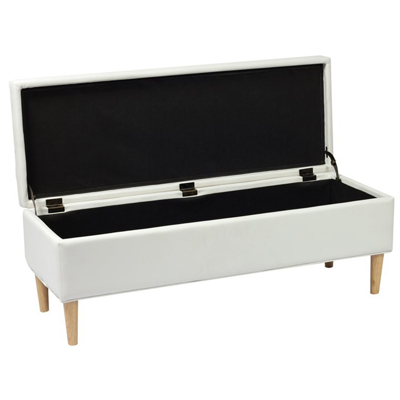 PU Storage Ottoman Bed End Bench Bailey White Color Customized Living Room Furniture Modern Rattan Bench 3 Seater Nordic 100 Pcs