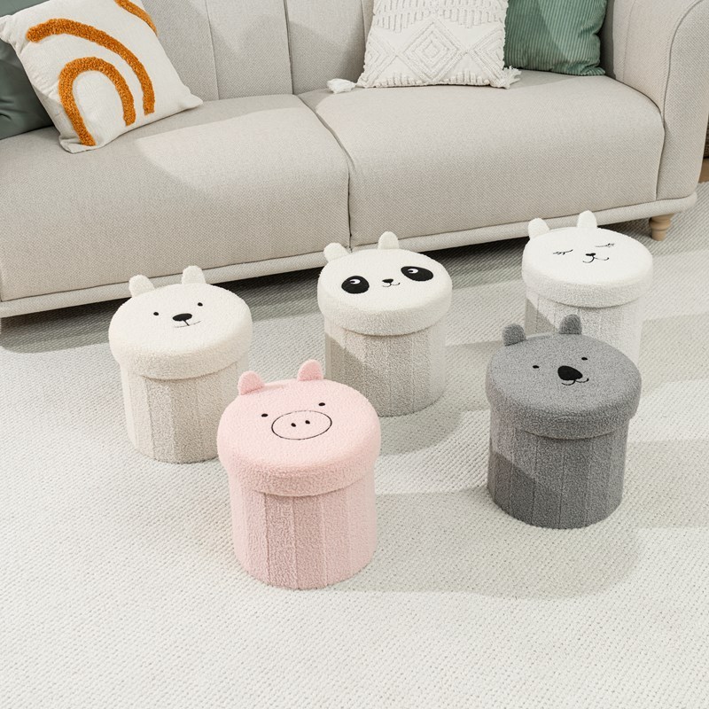 Bailey custom children cartoon shape ottoman comfortable and soft imitation fur folding storage footstool dormitory living room