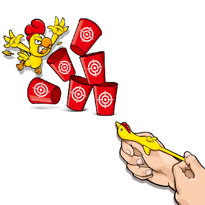 Slingshots chicken rubber chicken 12 dart cups flying chicken shooting Games toys for kids