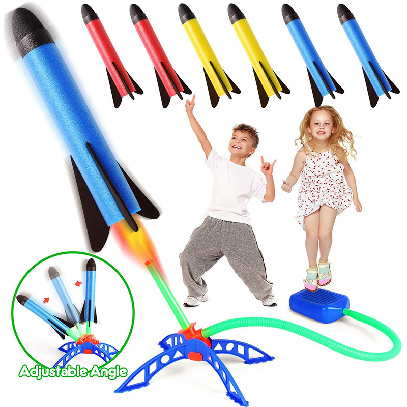 Summer outdoor game toy rocket launcher for kids with 6pcs foam rockets