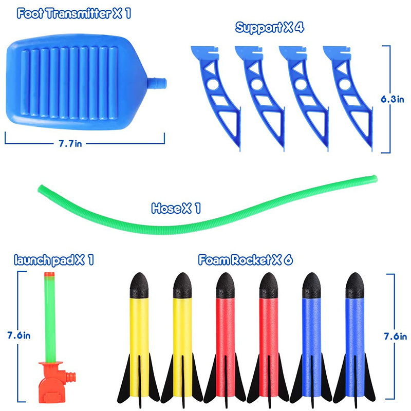 Summer outdoor game toy rocket launcher for kids with 6pcs foam rockets