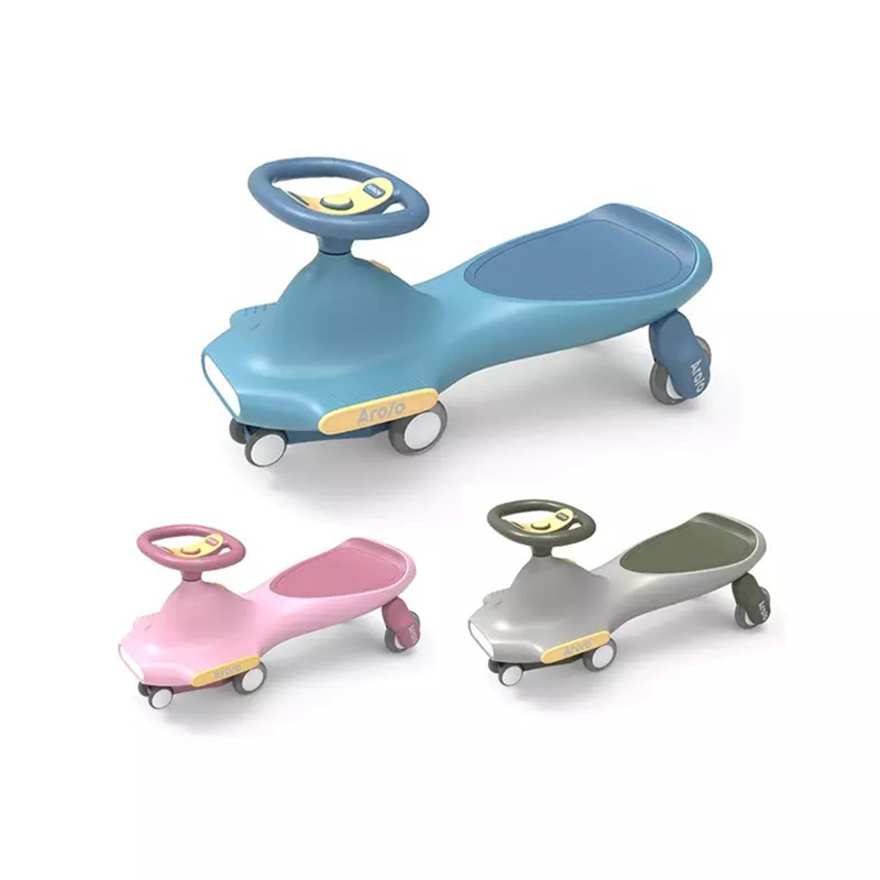 High strength and bearing capacity ride-on cars six-wheeled design for safe electric kids swing car with LED lamp and music