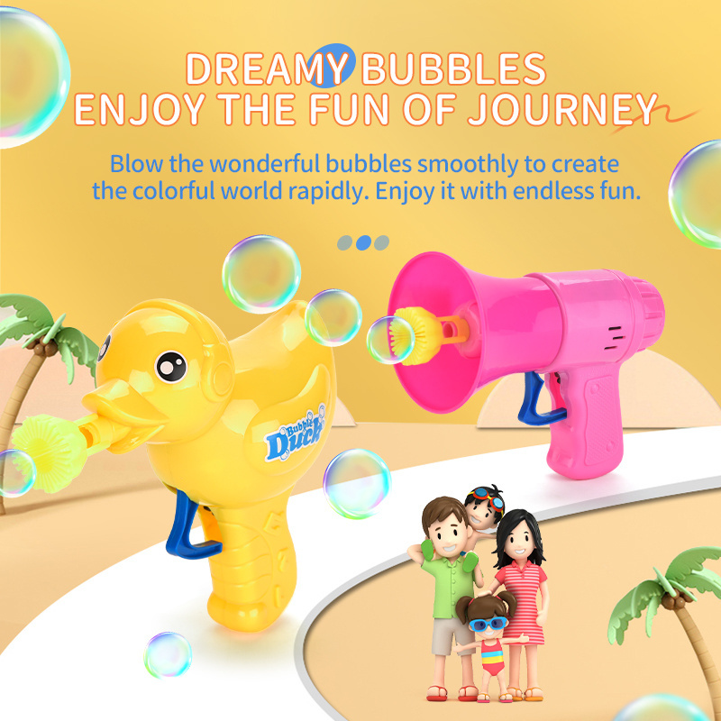 Inertial drive cartoon small bubble gun one key novel design bubble gun for kids without battery party summer toy