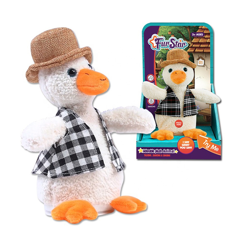 Electronic talking duck for kids dacing and music can recording your voice talking plush toys