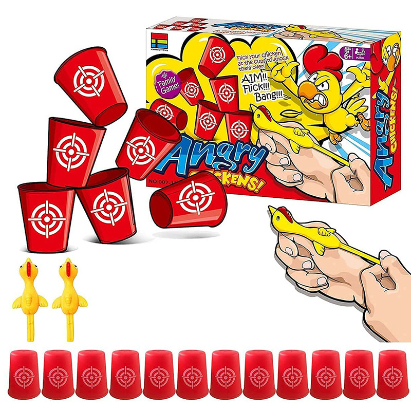 Slingshots chicken rubber chicken 12 dart cups flying chicken shooting Games toys for kids