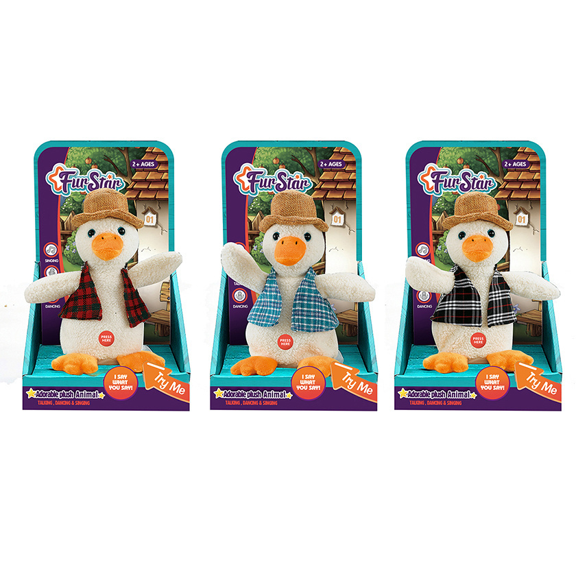 Electronic talking duck for kids dacing and music can recording your voice talking plush toys