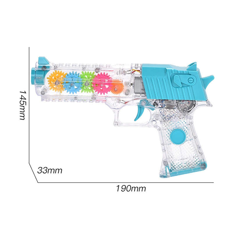 Newest electric  transparent gear toy guns kids outdoor toys plastic pistol with light&music