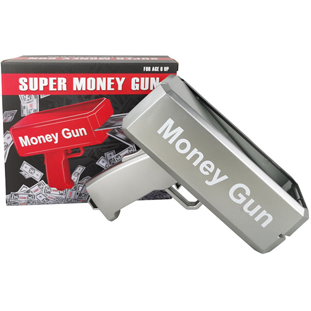 Gold money gun shooter with prop paper make it rain 100 dollar bills for party birthday wedding boys girls accept customization