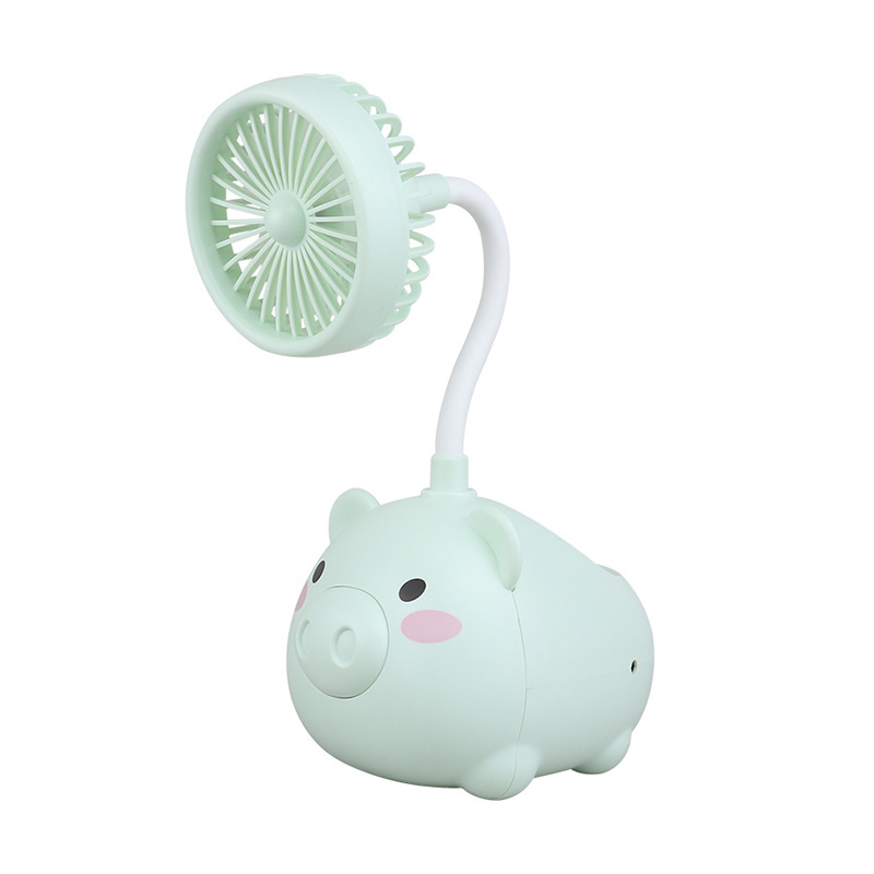 New design 2 in 1 bear desk fan usb charging portable small desk hand fan with pen holder