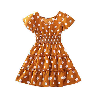 Children's clothes new 2023 children's summer clothes polka dot short sleeve princess skirt girl dress