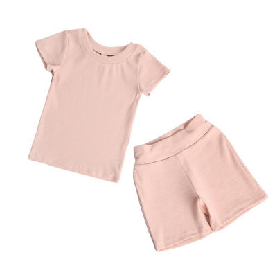 Wholesale custom OEM cheap high quality summer kids pajamas cotton short sleeve sleepwear suit children pajamas