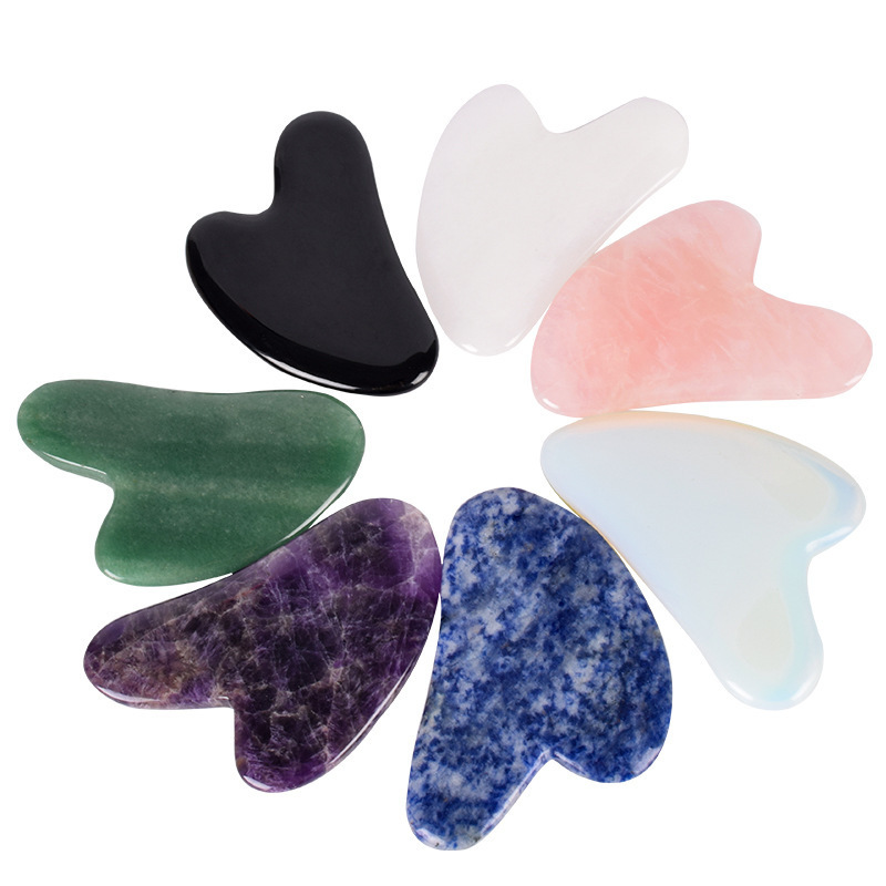 Guasha Scraping Board Facial Massage Spa Tool Back Leg Face Natural Stone Crystal Massage Gua Sha Stone