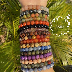 Wholesale 4/6/8/10mm Healing Quartz Crystal Round Stone Bead Bracelet, Colorful Birthstone Natural Stone Bracelet For Men Women