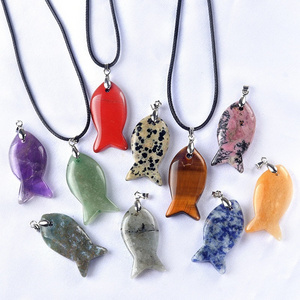 Wholesale Natural Agate Gemstone Stone Quartz Crystal Fish Pendant For Necklace Bracelet DIY Jewelry Making