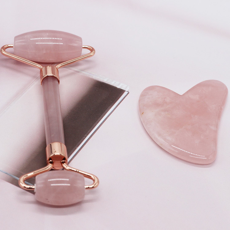 Natural Facial Rose Quartz Hand Face Body Board Jade Massage Tool Guasha Stone