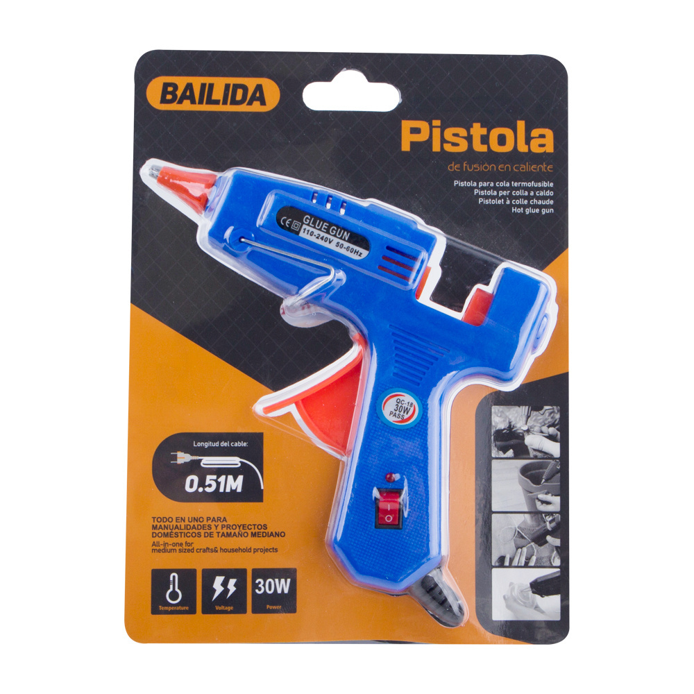 Bailida China Factory OEM Customization Good Adhesion Office Plastic Glue Gun for Hot Melt