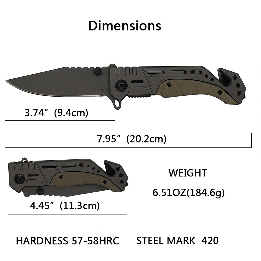 Factory High Grade Titanium Personalized Camping Folding Bushcraft Knife Camping Tactical Outdoor Knives with Belt Clip