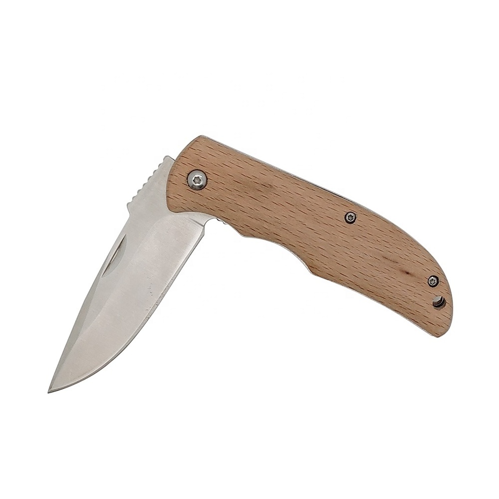 Manufacturer Small  Lase Engraving Products Blank Pocket Knife with Wood Handle Folding Hunting Survival Rescue Knives